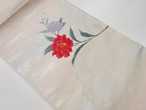 リサイクル　草花模様織出し名古屋帯